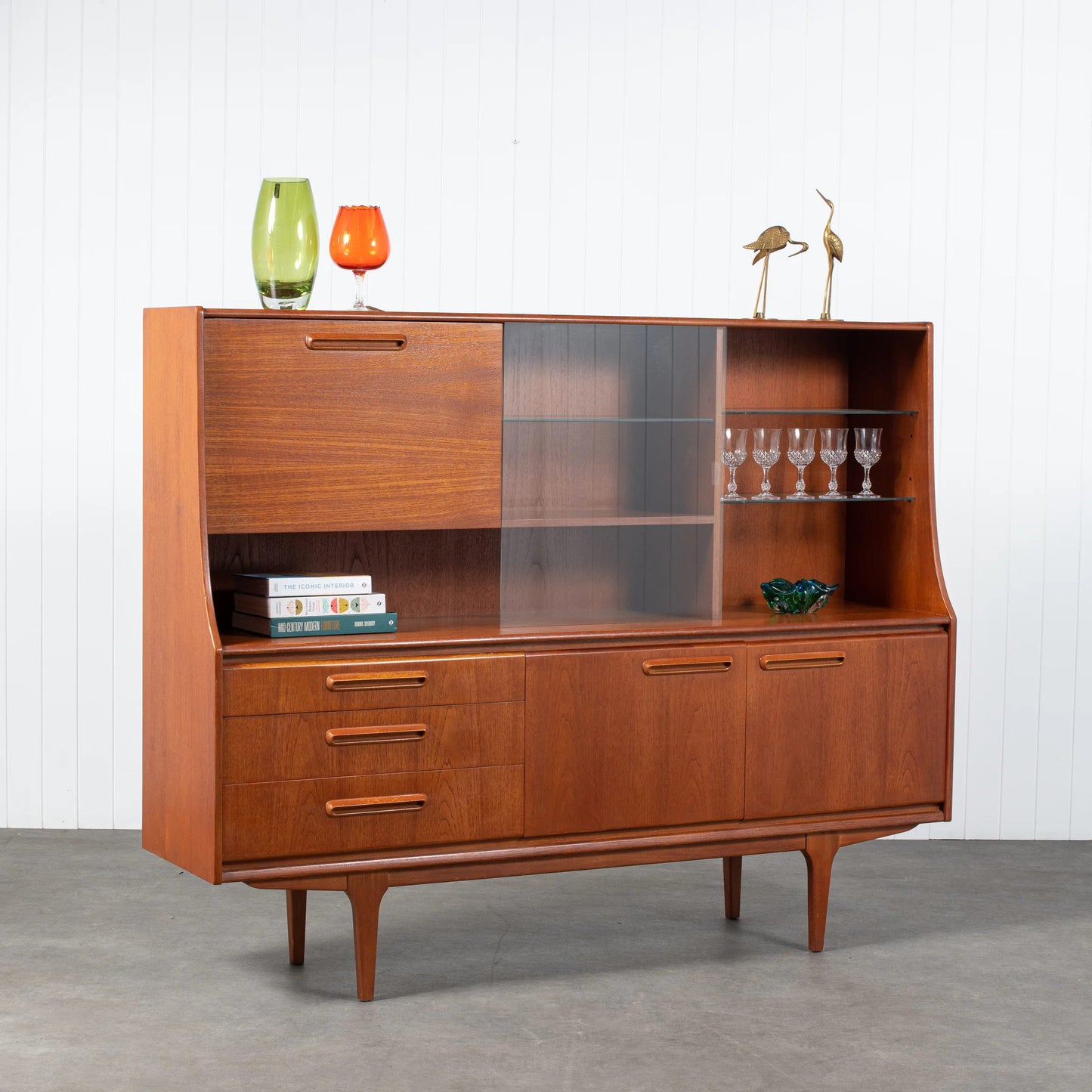 Teak Veneer Cocktail/Display Cabinet
