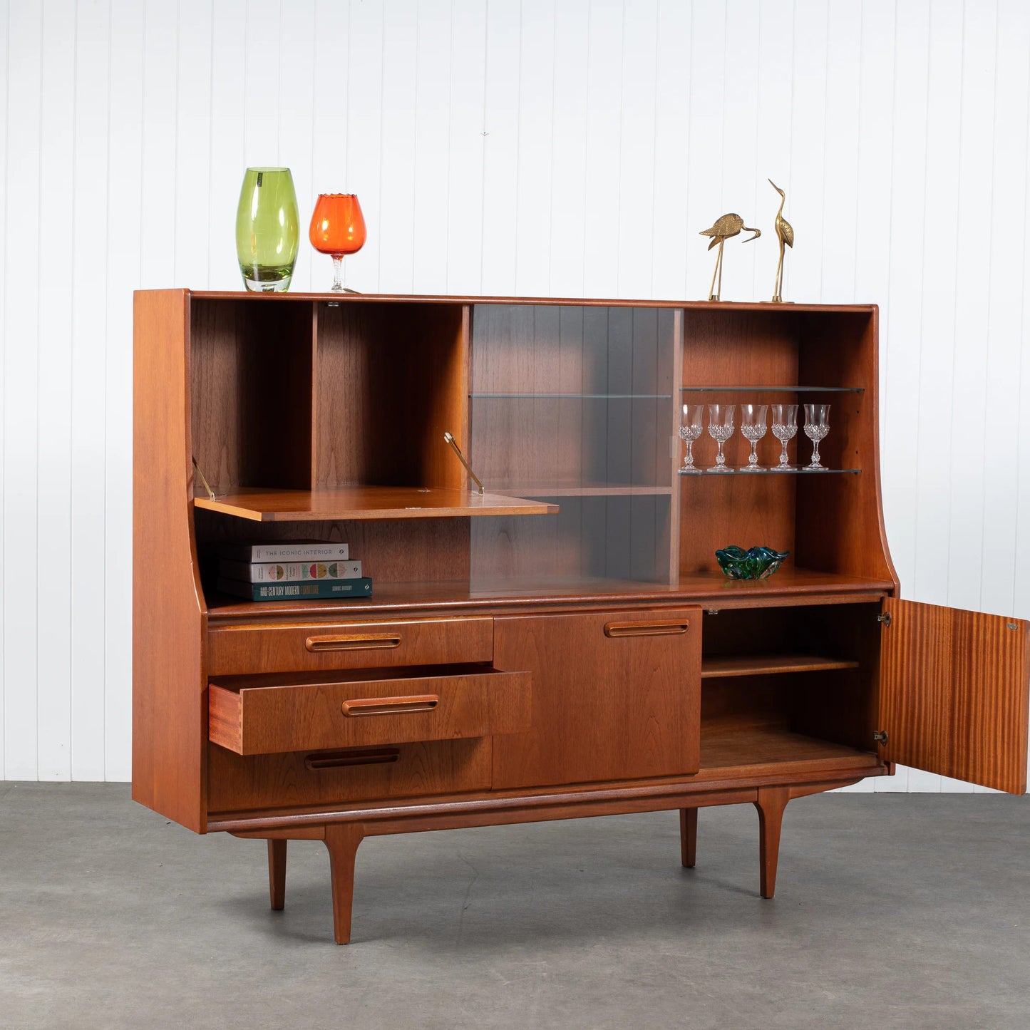 Teak Veneer Cocktail/Display Cabinet