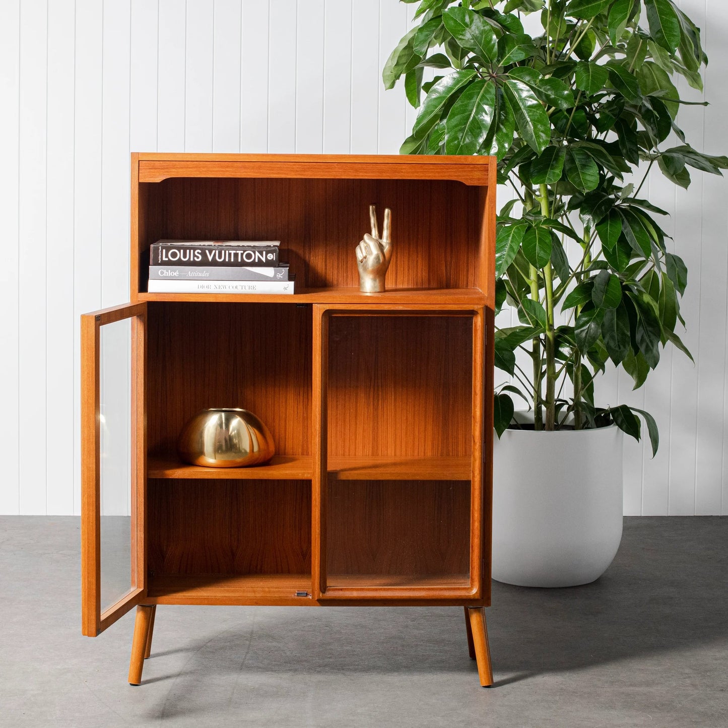 Mid Century Teak Timber Display Cabinet