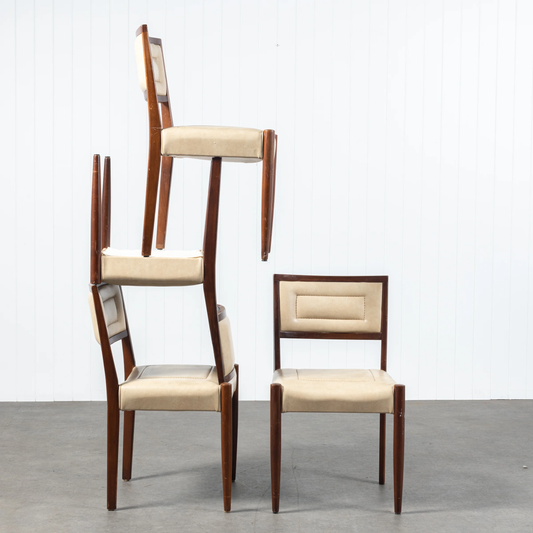 Mid Century Vinyl Dining Chair - Set of 4