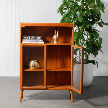 Mid Century Teak Timber Display Cabinet