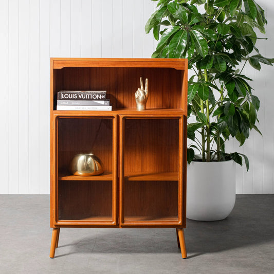 Mid Century Teak Timber Display Cabinet